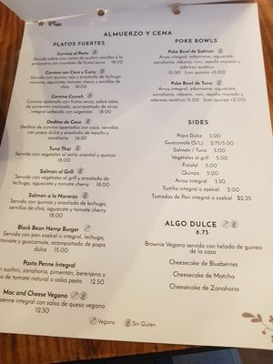 Menu 1 at Vitali in Panama City