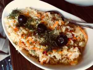 Rice with vegetables  at Cafe Panorama in Mestia