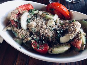 Cucumber & Tomato Salad with Walnuts  at Cafe Panorama in Mestia