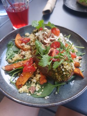 Stuffed eggplant at Cafe Mutin in Geneva