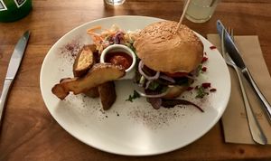 Burger at Cafe Mutin in Geneva