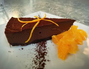 Tarte crue chocolat orange at Cafe Mutin in Geneva