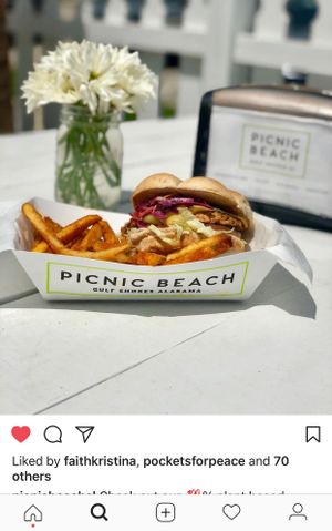 Vegan Cajun Chikn Sandwich with vegan cheese! Yumm at Picnic Beach in Gulf Shores