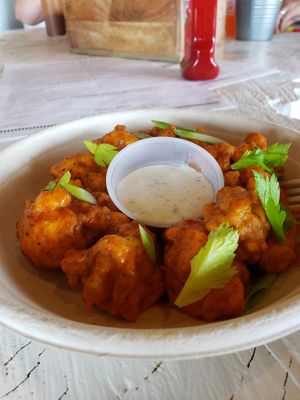 Cauli wings... delicious! at Picnic Beach in Gulf Shores