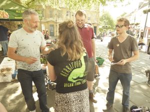 Sampling Vegan Chocolate ( to die for!)
Solkiki .... Delicious! at The Herbitour in Bath