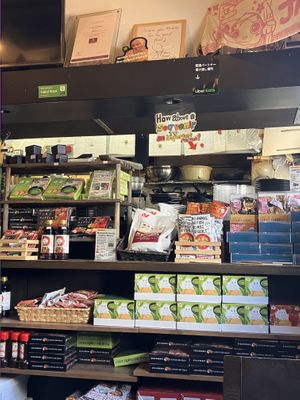 small shop with marked vegan items  at Matsuri in Osaka