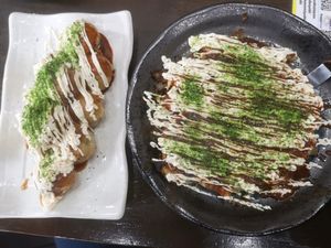 Vegan tokoyaki and Okonomoyaki at Matsuri in Osaka