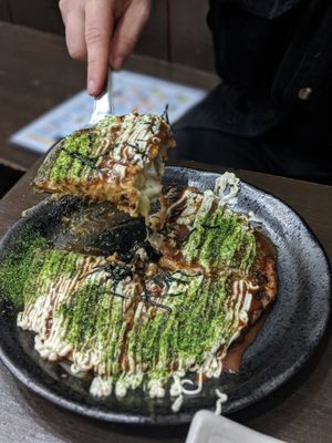 Okonomiyaki at Matsuri in Osaka