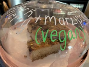 Dark Cherry & marzipan slice  at Fausto Coffee in Sunderland