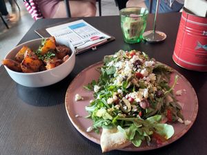 Green Jersey and Harrisa Potatoes at Fausto Coffee in Sunderland