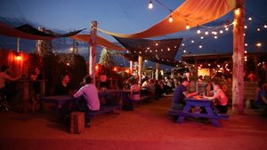 The Buzz Mill back patio at The Buzz Mill in Austin