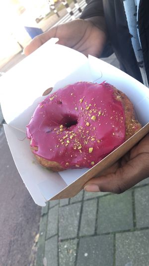 Hibiscus donut at Daddy Donut x Churros Cartel in The Hague