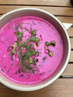 Pink cold Polish soup 💖 at Manna 68 in Gdansk