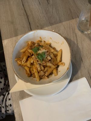 Children size noodles with Bolognese sauce  at Manna 68 in Gdansk