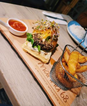 fishburger on a waffle  #Veganuary at Manna 68 in Gdansk