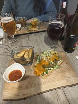 Fish and waffle with chips  at Manna 68 in Gdansk