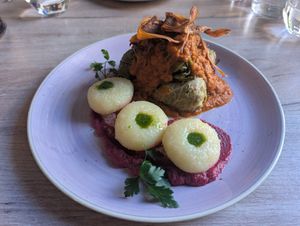 Polish plate with stuffed cabbage and dumplings at Manna 68 in Gdansk