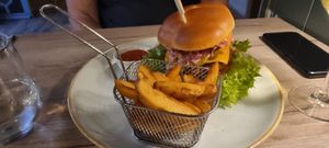 Burger in  brioche bun at Manna 68 in Gdansk