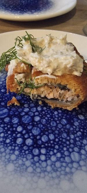 Fish cake entree at Manna 68 in Gdansk