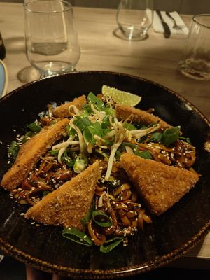 Fried noodles with extra Tofu at Manna 68 in Gdansk