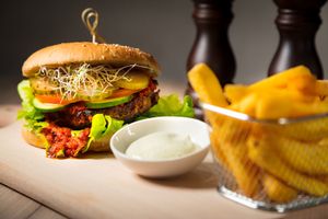 Red Kidney Bean & Mushroom Burger at Manna 68 in Gdansk
