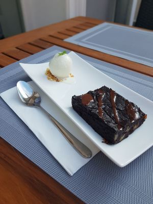 Brownie with coconut icecream -18 zloti at Manna 68 in Gdansk