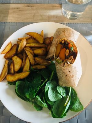  fries and salad with a wrap  at Manna 68 in Gdansk