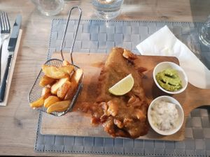 Vegan fish and chips at Manna 68 in Gdansk