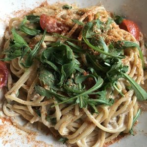 Special of day - vegan carbonara  at Manna 68 in Gdansk