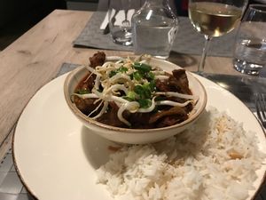 Vegan “duck" at Manna 68 in Gdansk