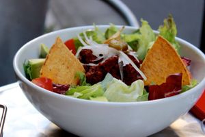 taco rice bowl at Eat More Greens in Tokyo