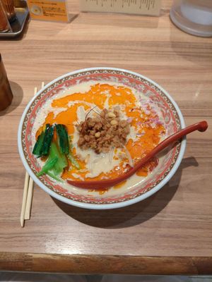 Dandan ramen with soy meat substitute at Soranoiro Nippon in Tokyo