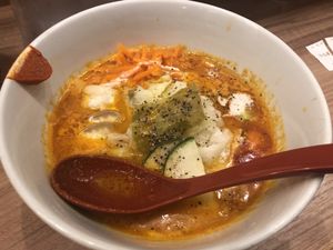 Vegan dish with noodles at Soranoiro Nippon in Tokyo