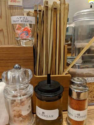 Ramen eating essentials. at Soranoiro Nippon in Tokyo