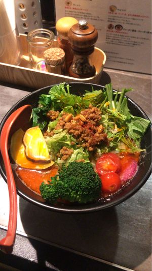 Extra vegetable spicy noodle soup at Soranoiro Nippon in Tokyo