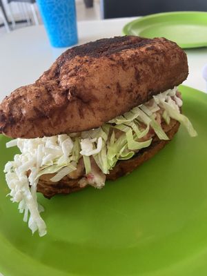 Fried bread sandwich  at Antojito Con Amor in Cancun