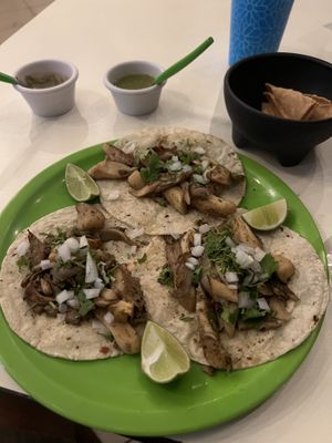 Tacos with Oyster mushrooms   at Antojito Con Amor in Cancun