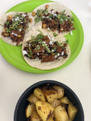 Patatas al limón y tacos al pastor  at Antojito Con Amor in Cancun