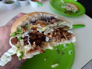 Torta de arrachera at Antojito Con Amor in Cancun