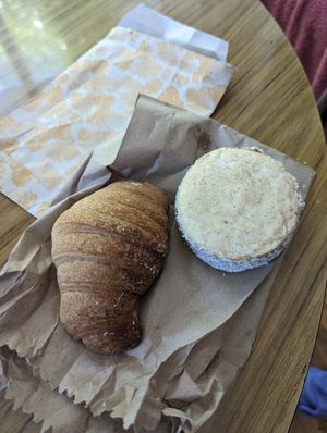 Medialuna y alfajor dulce de leche at NITA Vegan Bakery in Buenos Aires