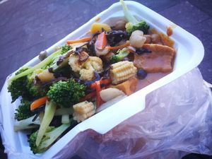 only 9.99. red rice with coconut cream, mixed vegetables, curry. at Vegan for Longevity & Health in Auckland