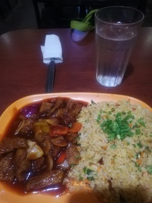 Vegan yang chow sweet and sour vegemeat at 101 Hawker Food House in Makati