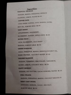 Menu at Lovey's Natural Foods and Cafe in Wilmington