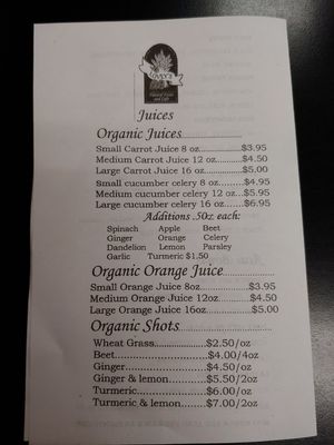 Menu at Lovey's Natural Foods and Cafe in Wilmington