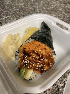 Spicy tuna hand roll at Chef Kenny's Asian Vegan Cuisine in Las Vegas