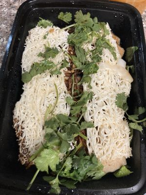 Sea bass with rice noodle cake things at Chef Kenny's Asian Vegan Cuisine in Las Vegas