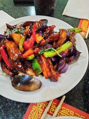 Egg plant with tofu at Chef Kenny's Asian Vegan Cuisine in Las Vegas