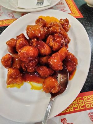 Orange chicken (coating is crispy) at Chef Kenny's Asian Vegan Cuisine in Las Vegas