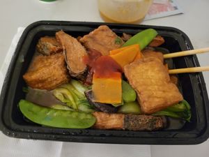 "Fish" filet with fried tofu and vegetables was excellent at Chef Kenny's Asian Vegan Cuisine in Las Vegas