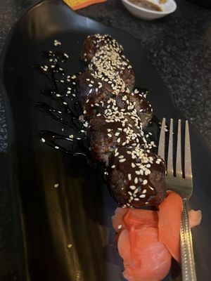 Vegan steak roll stuffed with cream cheese and avocado  at Chef Kenny's Asian Vegan Cuisine in Las Vegas